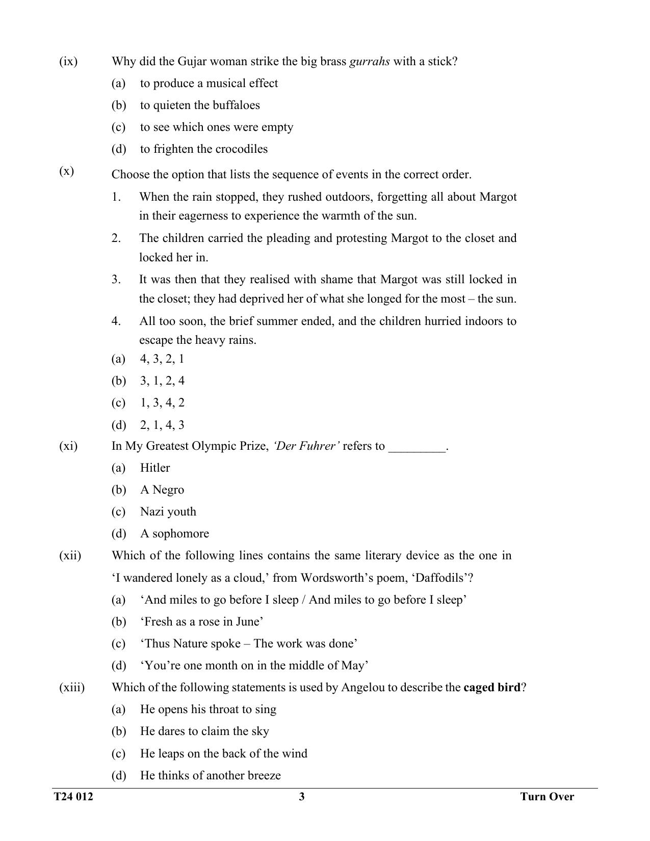 ICSE Class 10 English Literature 2024 Question Paper - Page 3