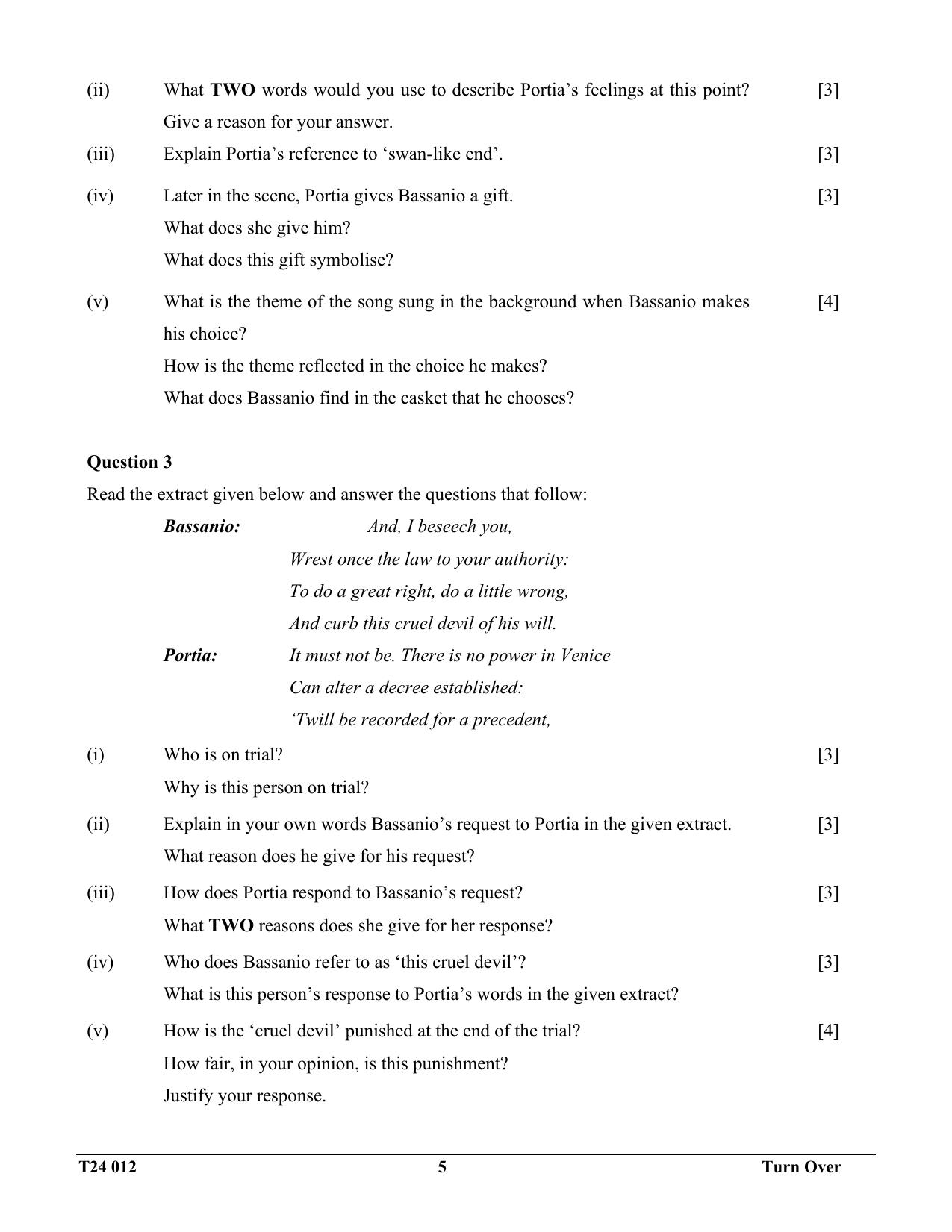 ICSE Class 10 English Literature 2024 Question Paper - Page 5