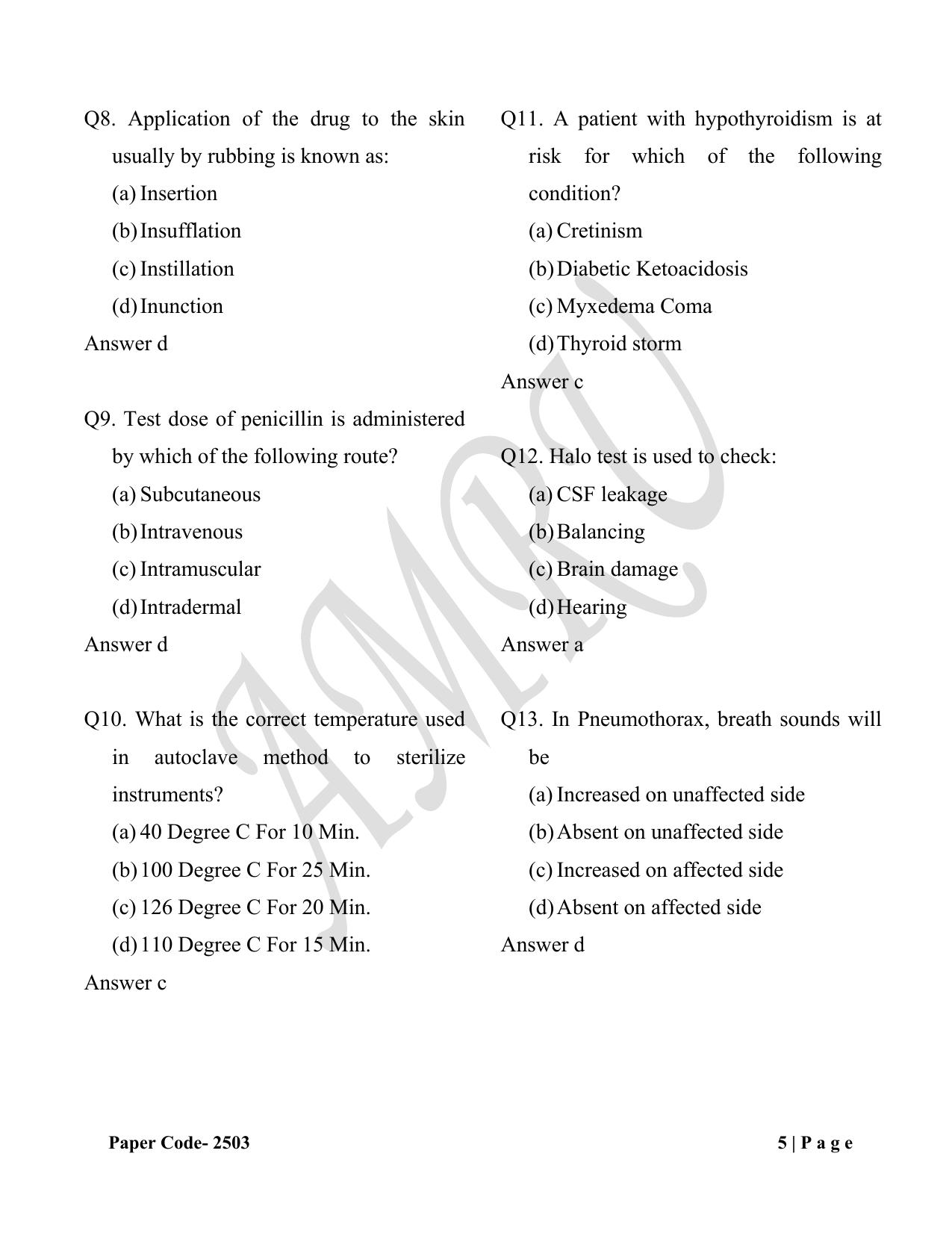 HP M.Sc. Nursing 2025 Question Paper Answer Key - Page 5