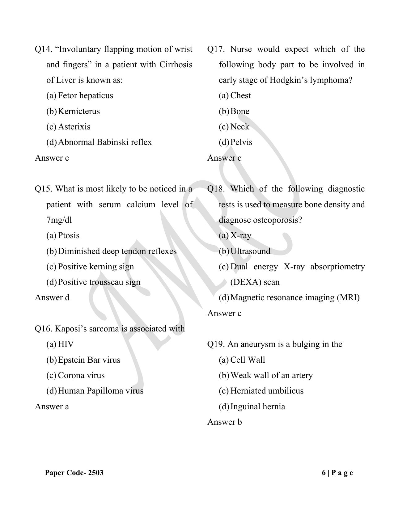 HP M.Sc. Nursing 2025 Question Paper Answer Key - Page 6