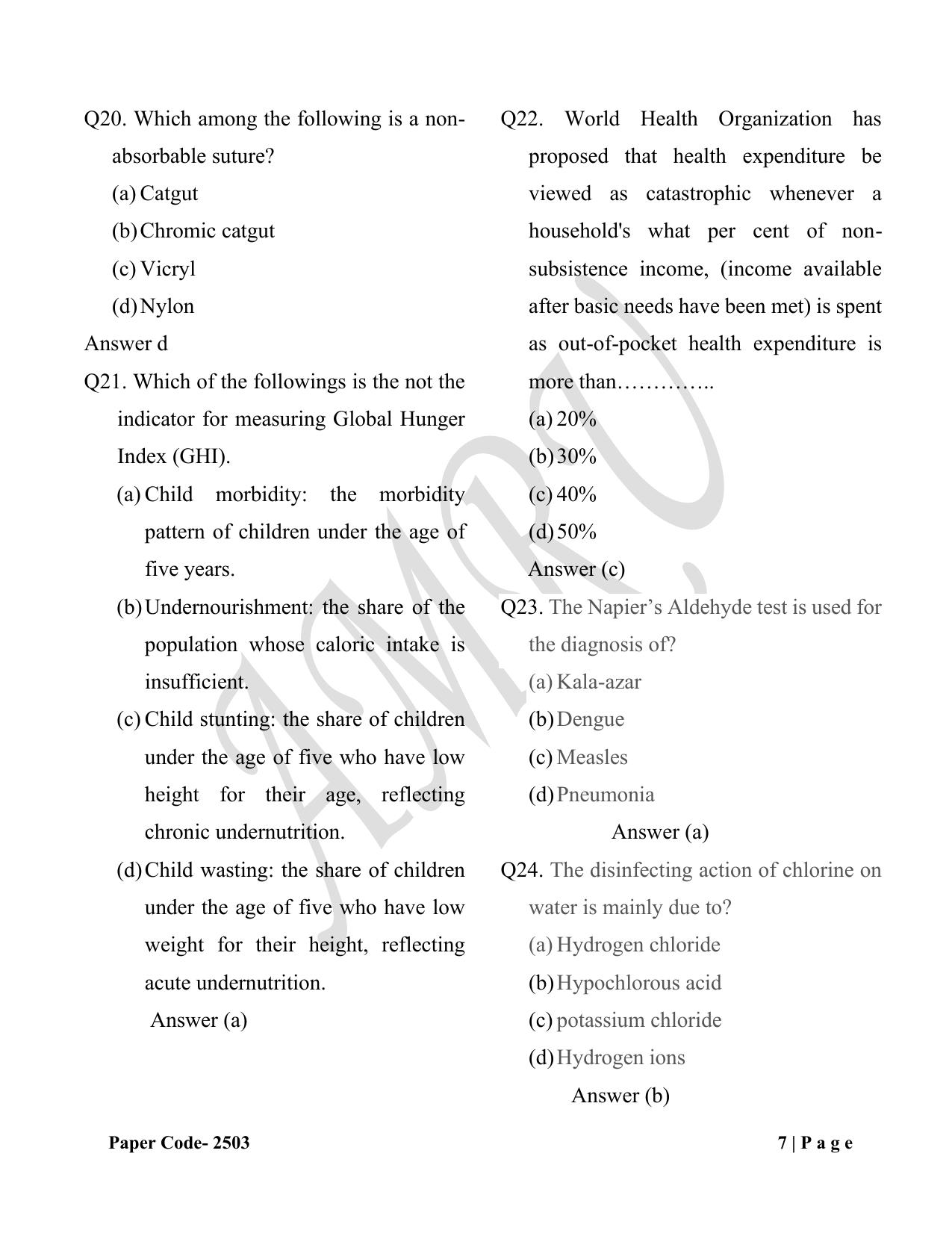 HP M.Sc. Nursing 2025 Question Paper Answer Key - Page 7