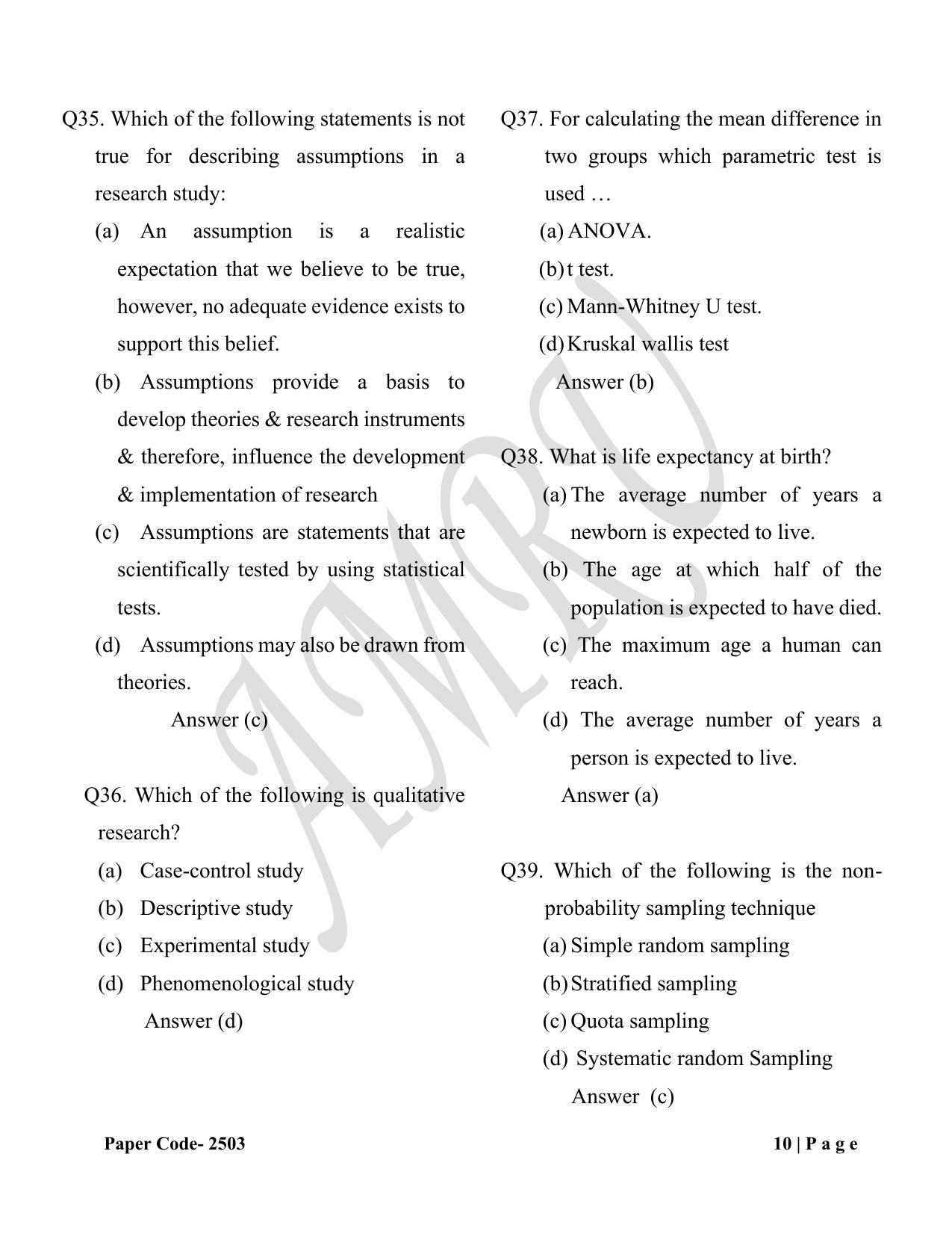 HP M.Sc. Nursing 2025 Question Paper Answer Key - Page 10