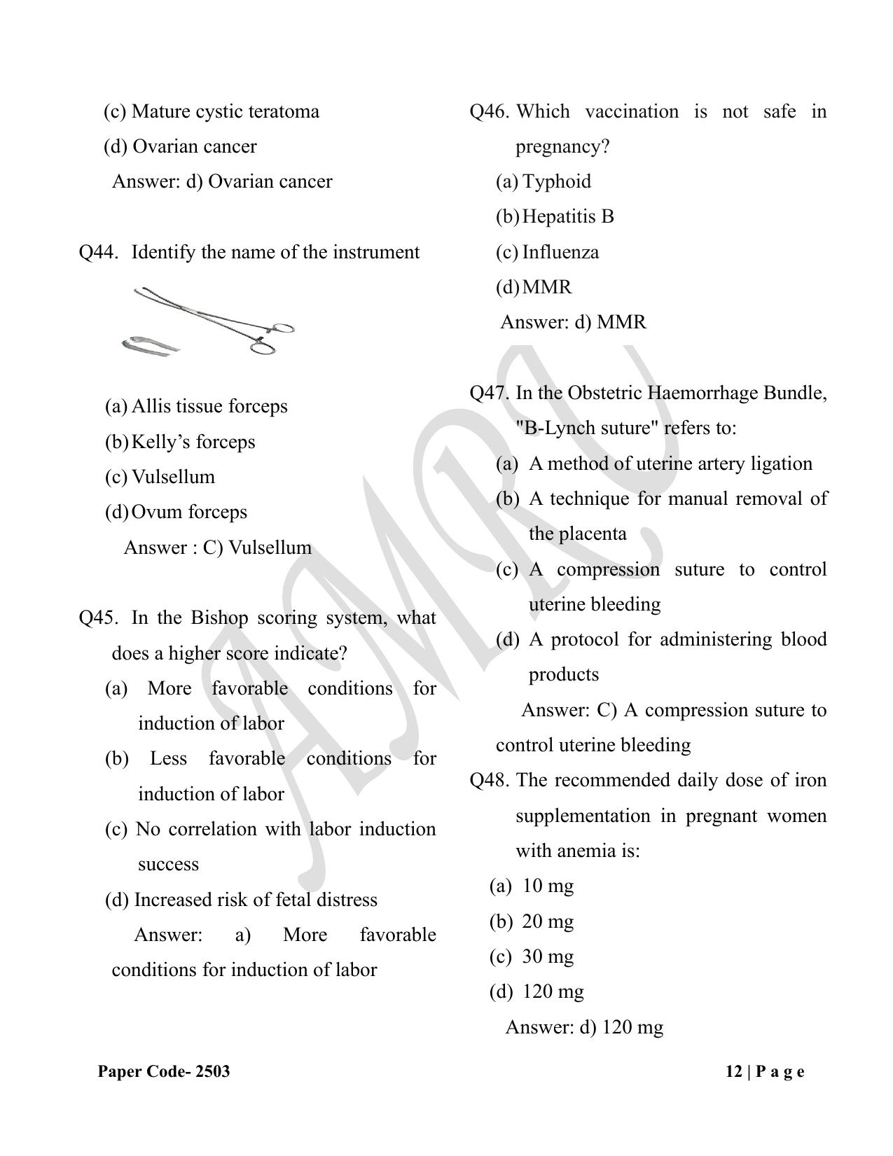HP M.Sc. Nursing 2025 Question Paper Answer Key - Page 12
