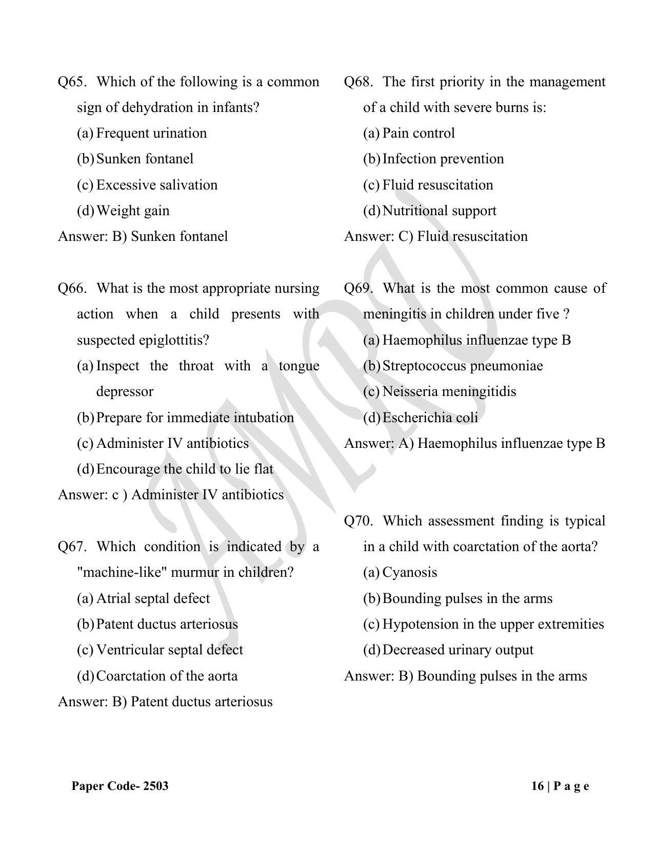 HP M.Sc. Nursing 2025 Question Paper Answer Key - Page 16