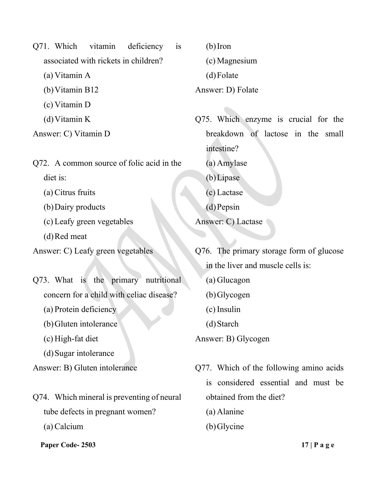 HP M.Sc. Nursing 2025 Question Paper Answer Key - Page 17