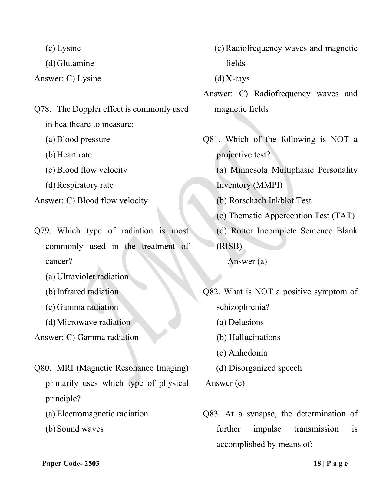 HP M.Sc. Nursing 2025 Question Paper Answer Key - Page 18