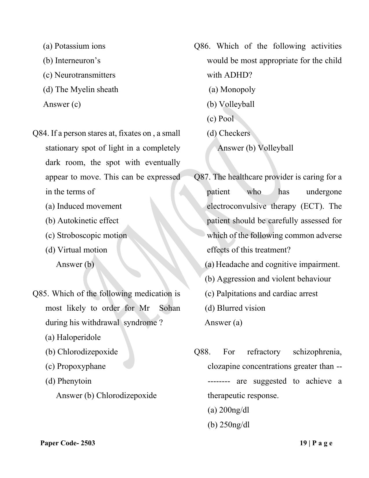 HP M.Sc. Nursing 2025 Question Paper Answer Key - Page 19
