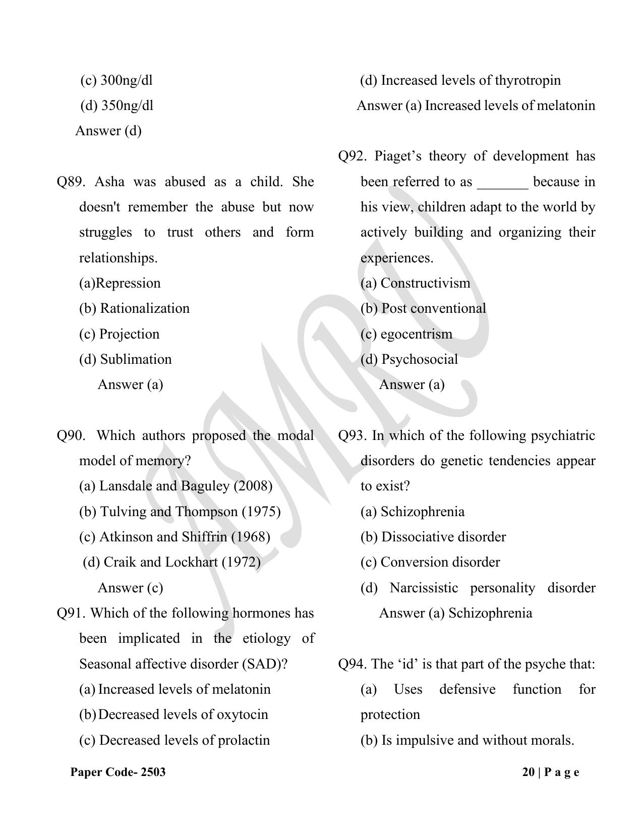 HP M.Sc. Nursing 2025 Question Paper Answer Key - Page 20
