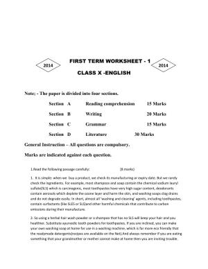 CBSE Worksheets for Class 10 English Assignment 5