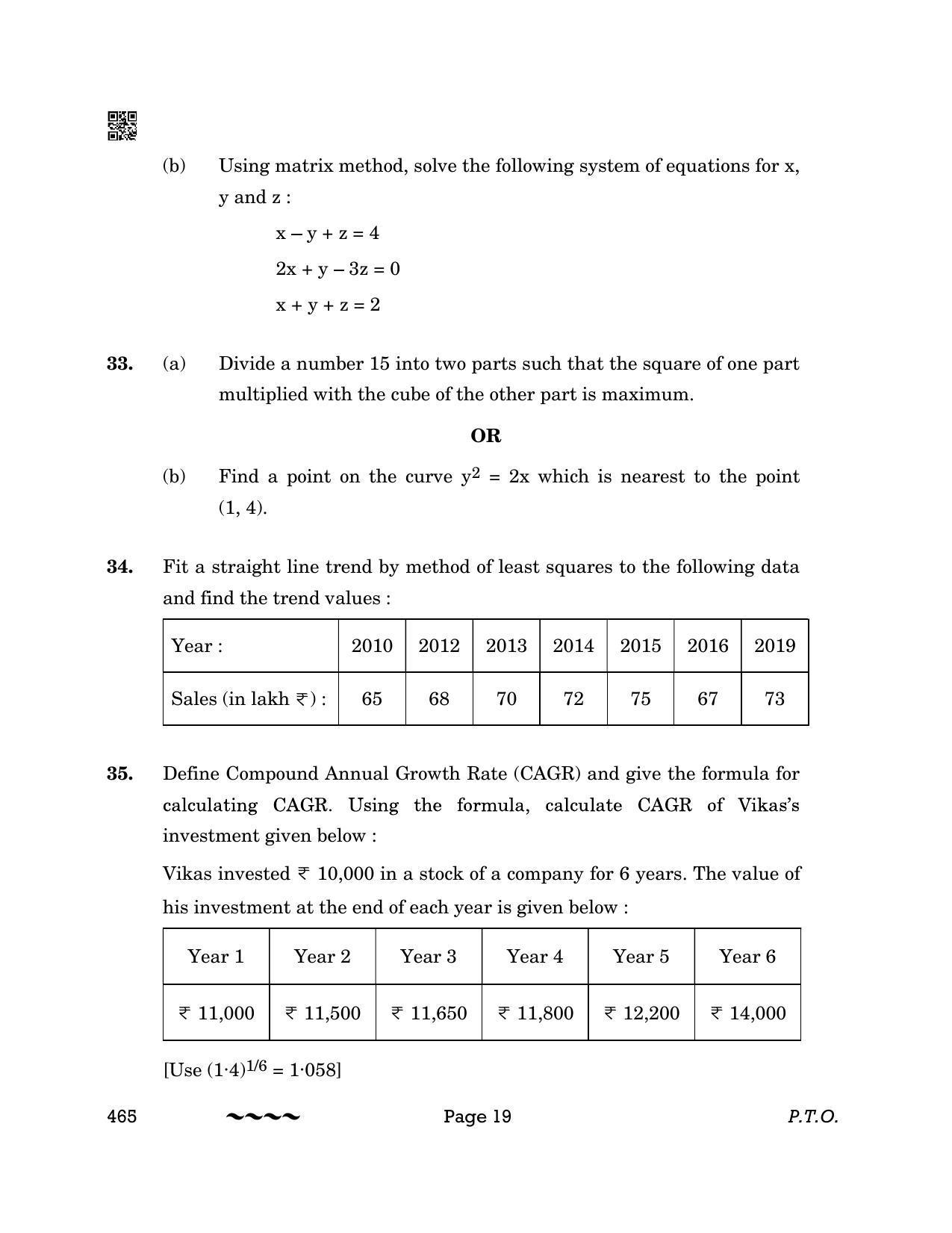 CBSE Class 12 465_Applied Mathematics 2023 Question Paper - Page 19