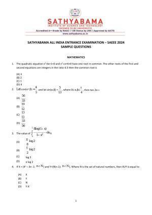 SAEEE 2024 Sample Papers