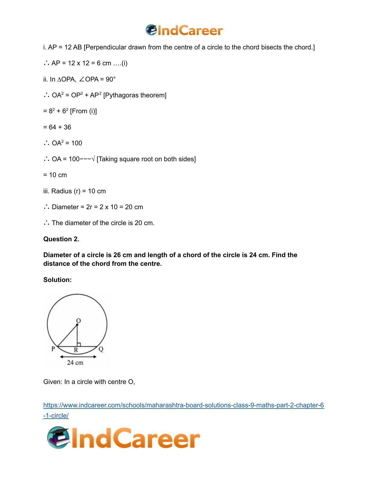 Maharashtra Board Solutions Class 9-Maths (Part 2): Chapter 6.1- Circle - Page 3