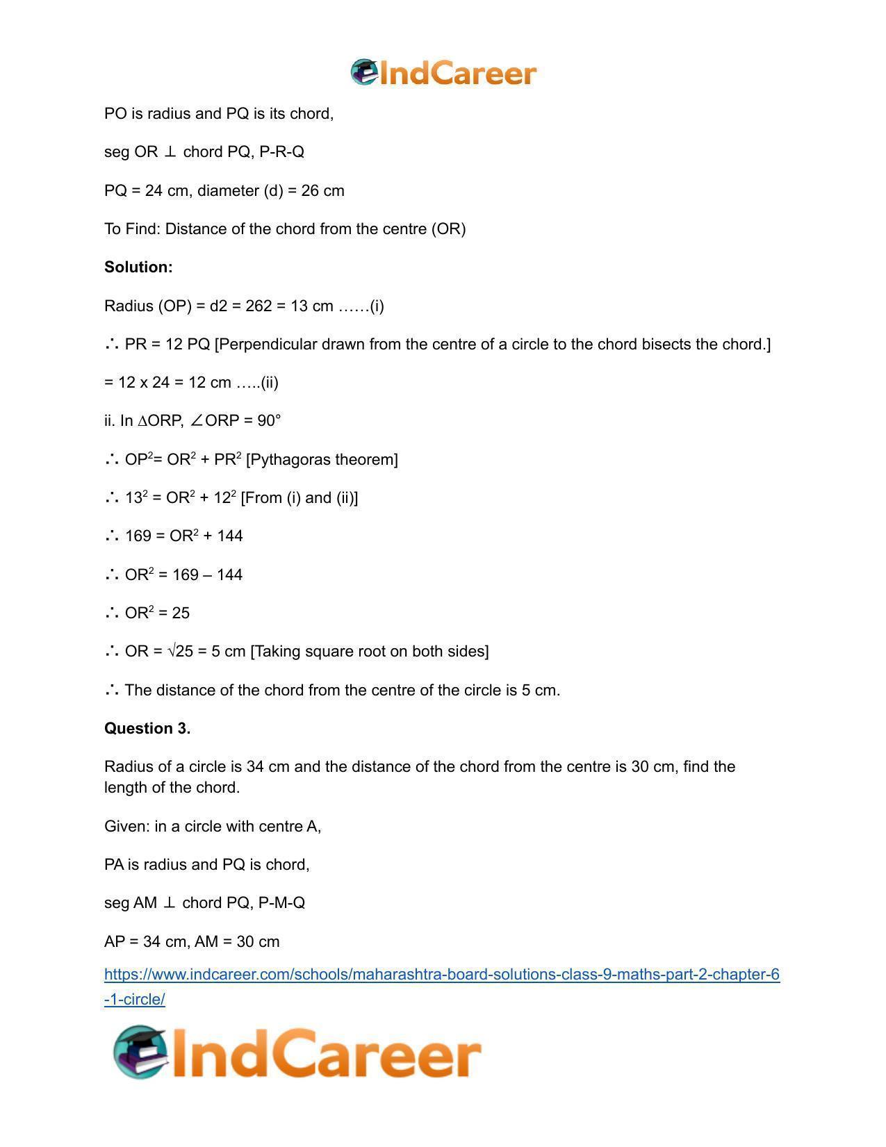 Maharashtra Board Solutions Class 9-Maths (Part 2): Chapter 6.1- Circle - Page 4