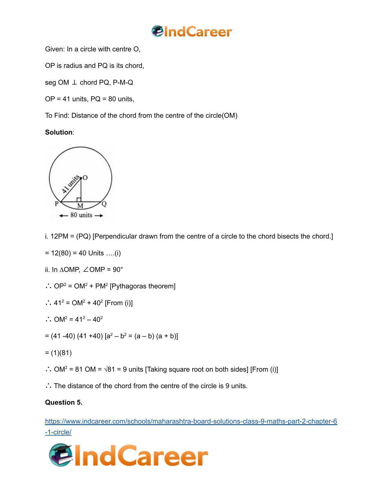 Maharashtra Board Solutions Class 9-Maths (Part 2): Chapter 6.1- Circle - Page 6