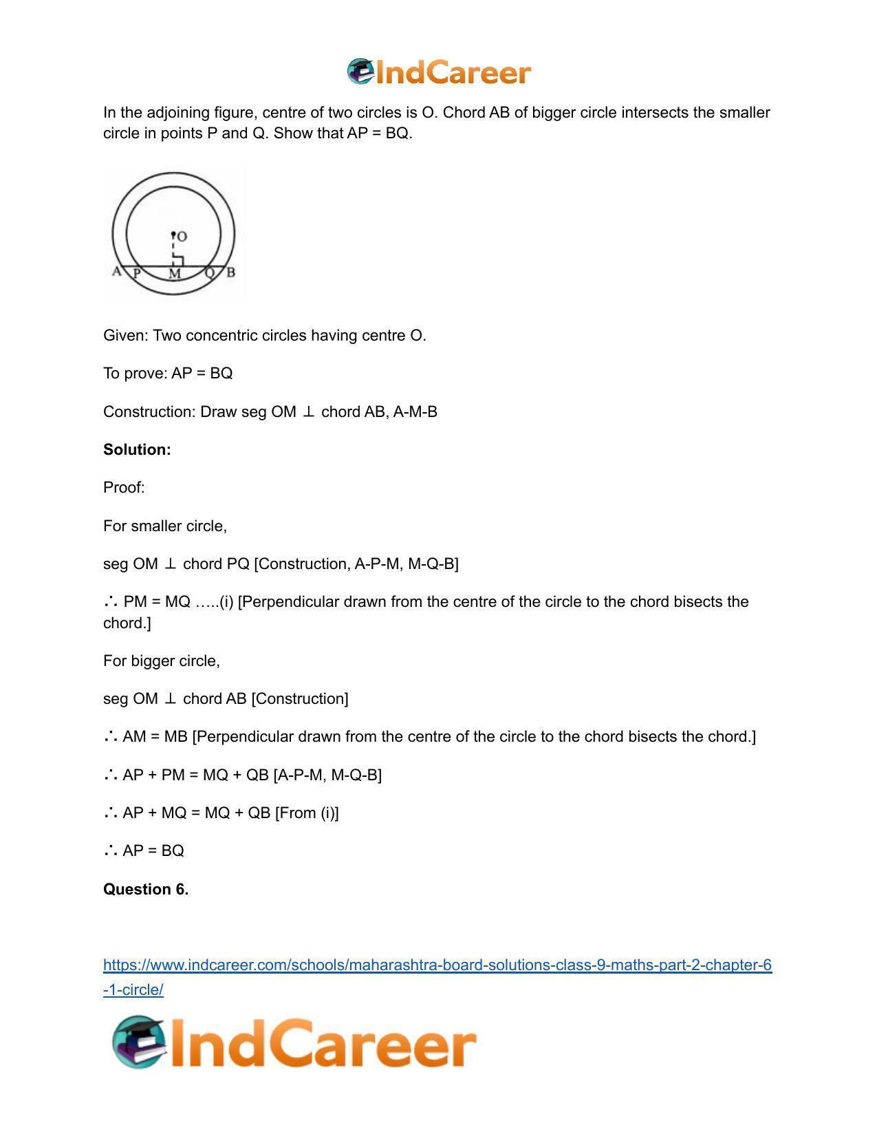 Maharashtra Board Solutions Class 9-Maths (Part 2): Chapter 6.1- Circle - Page 7