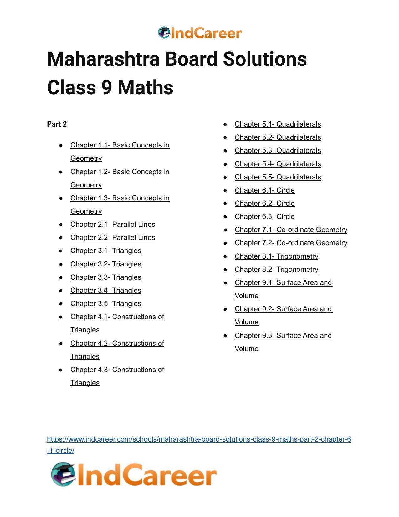 Maharashtra Board Solutions Class 9-Maths (Part 2): Chapter 6.1- Circle - Page 10
