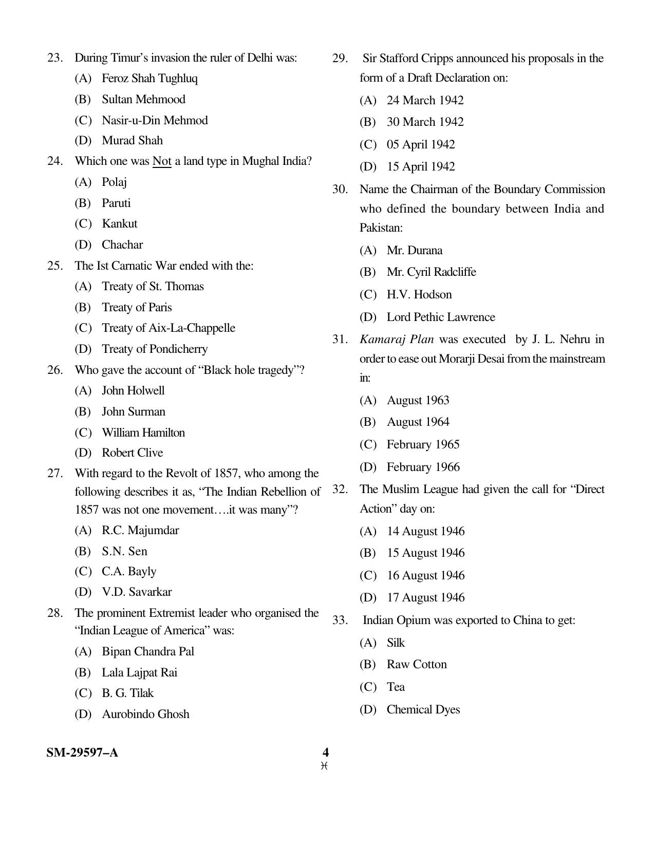 KUET 2023 M.A. History Question Paper - Page 4