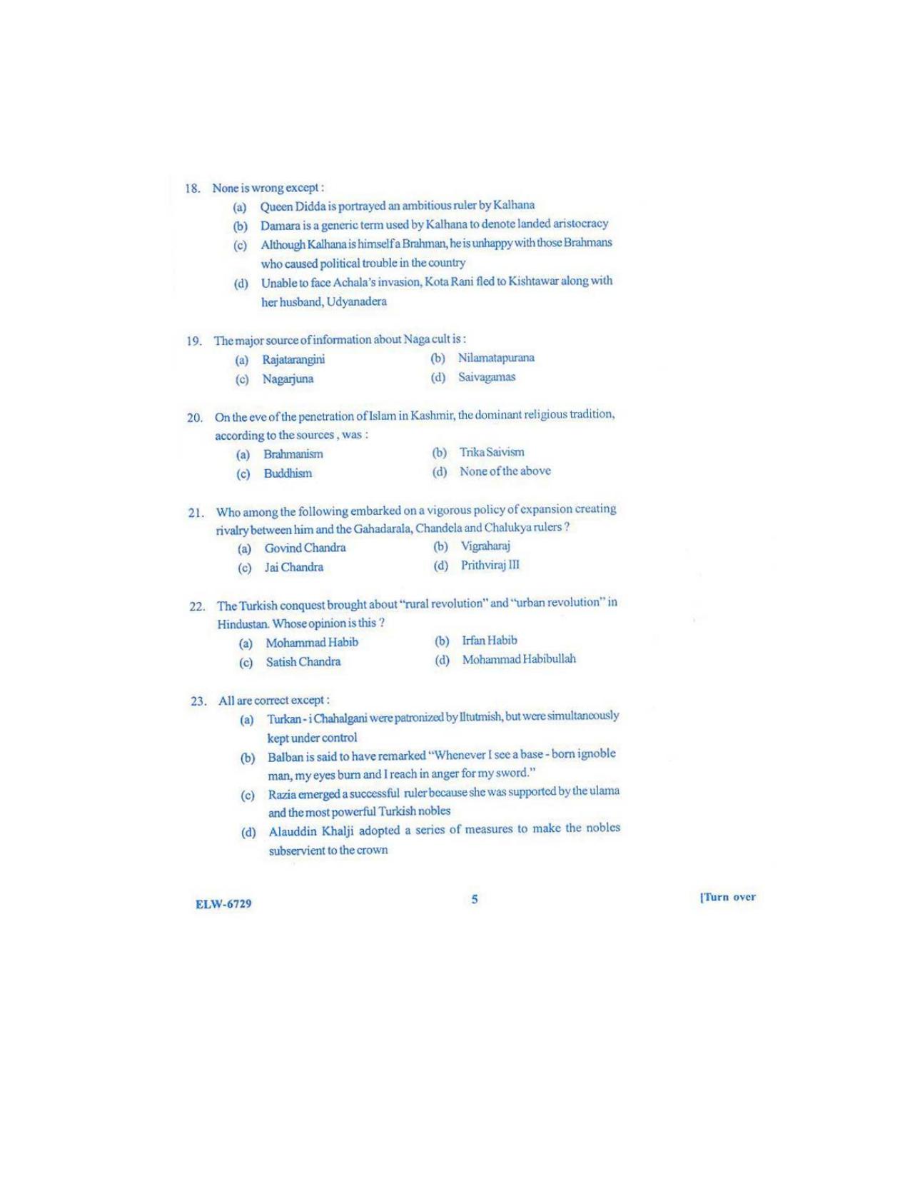 KUET 2023 M.A. History Question Paper - Page 95