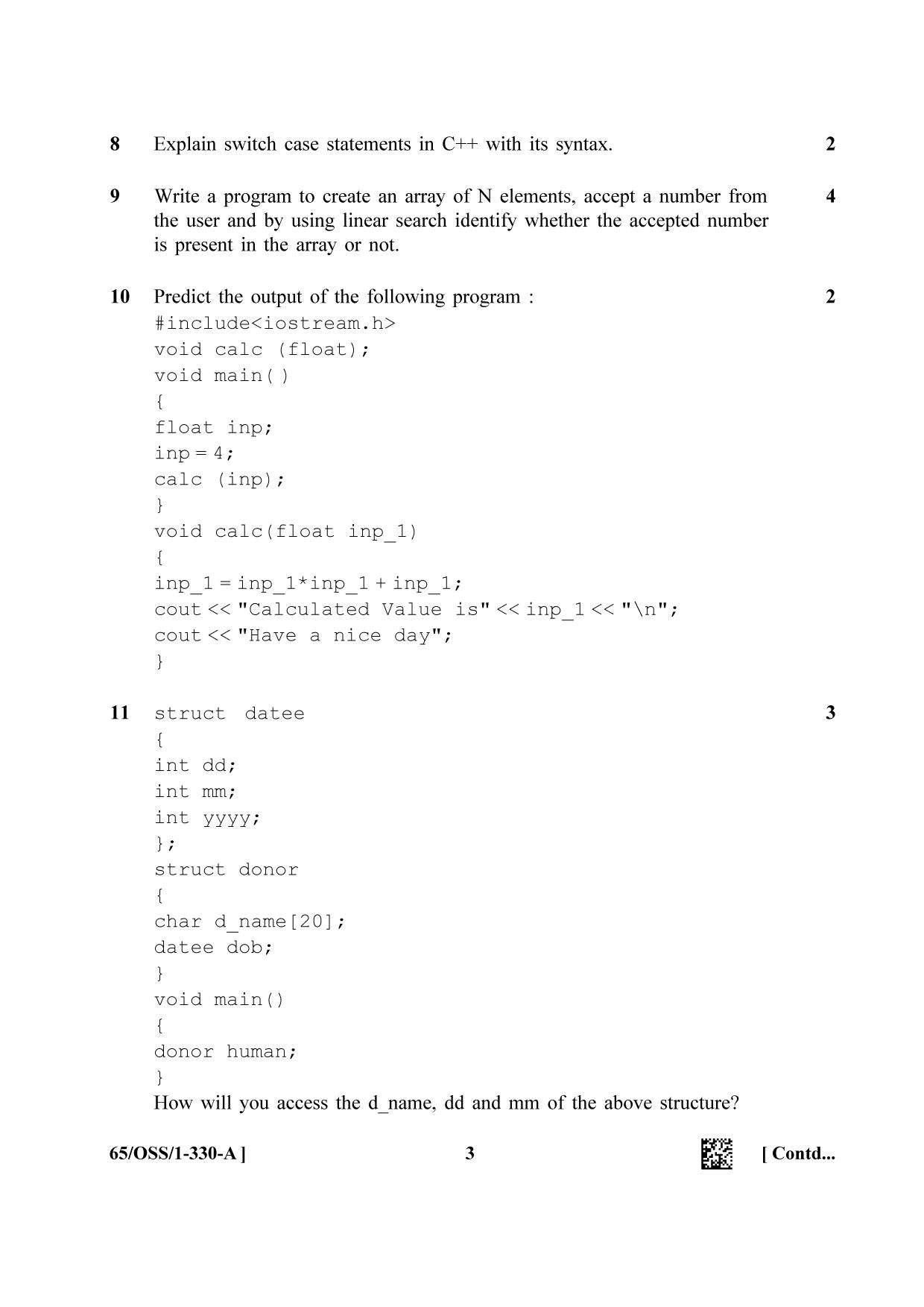 NIOS 2023 Class 12 Computer Science (OSS) Question Paper - Page 3
