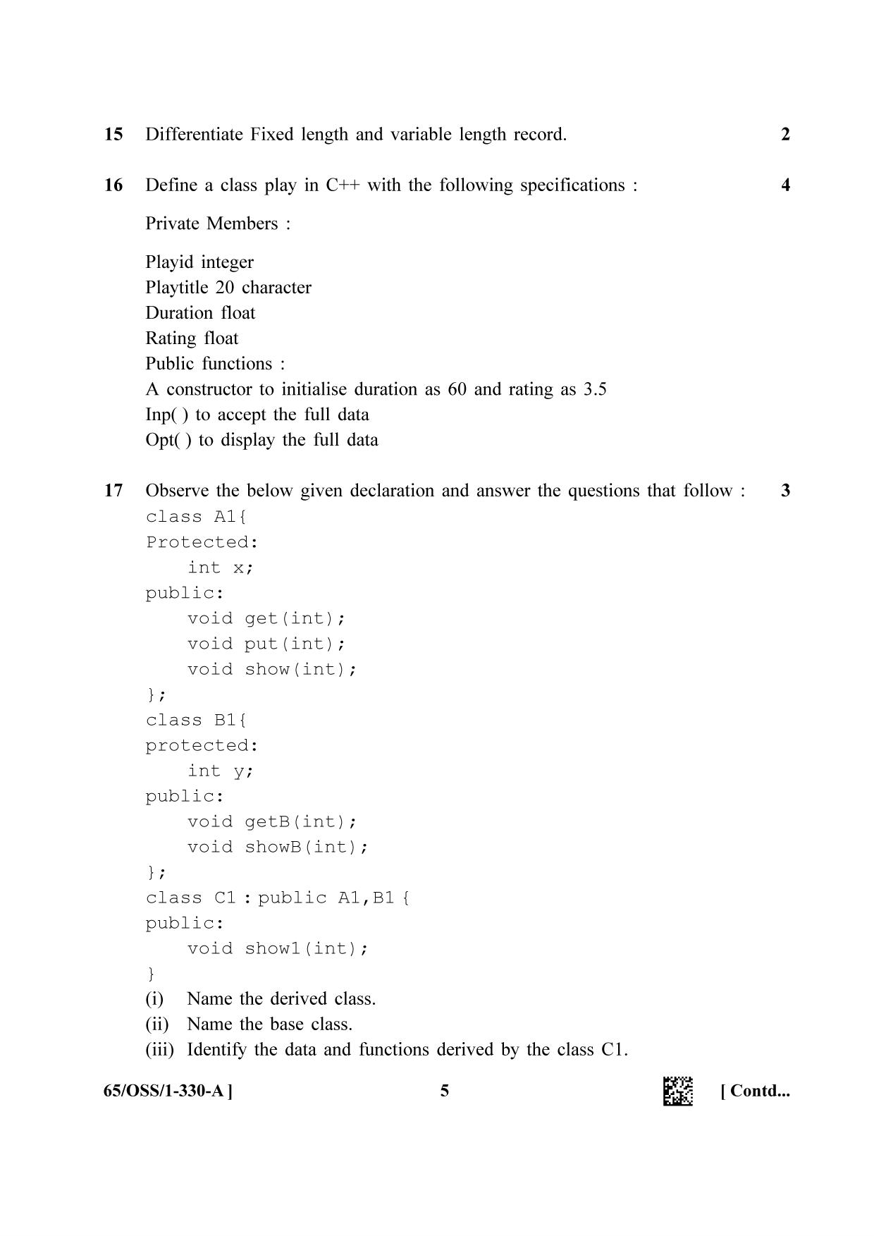 NIOS 2023 Class 12 Computer Science (OSS) Question Paper - Page 5