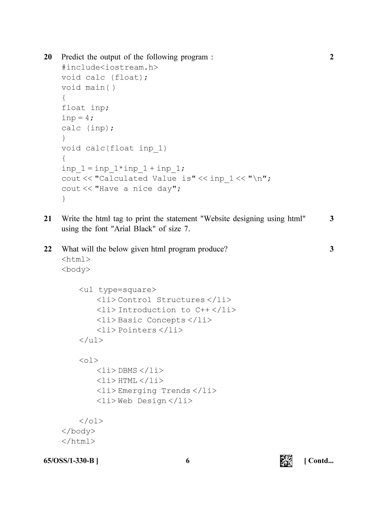 NIOS 2023 Class 12 Computer Science (OSS) Question Paper - Page 14
