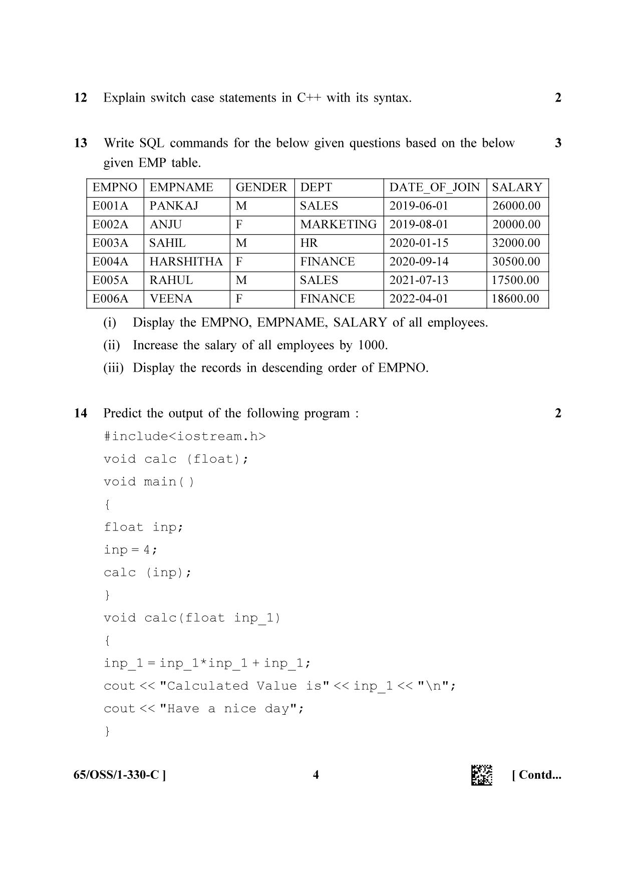 NIOS 2023 Class 12 Computer Science (OSS) Question Paper - Page 20