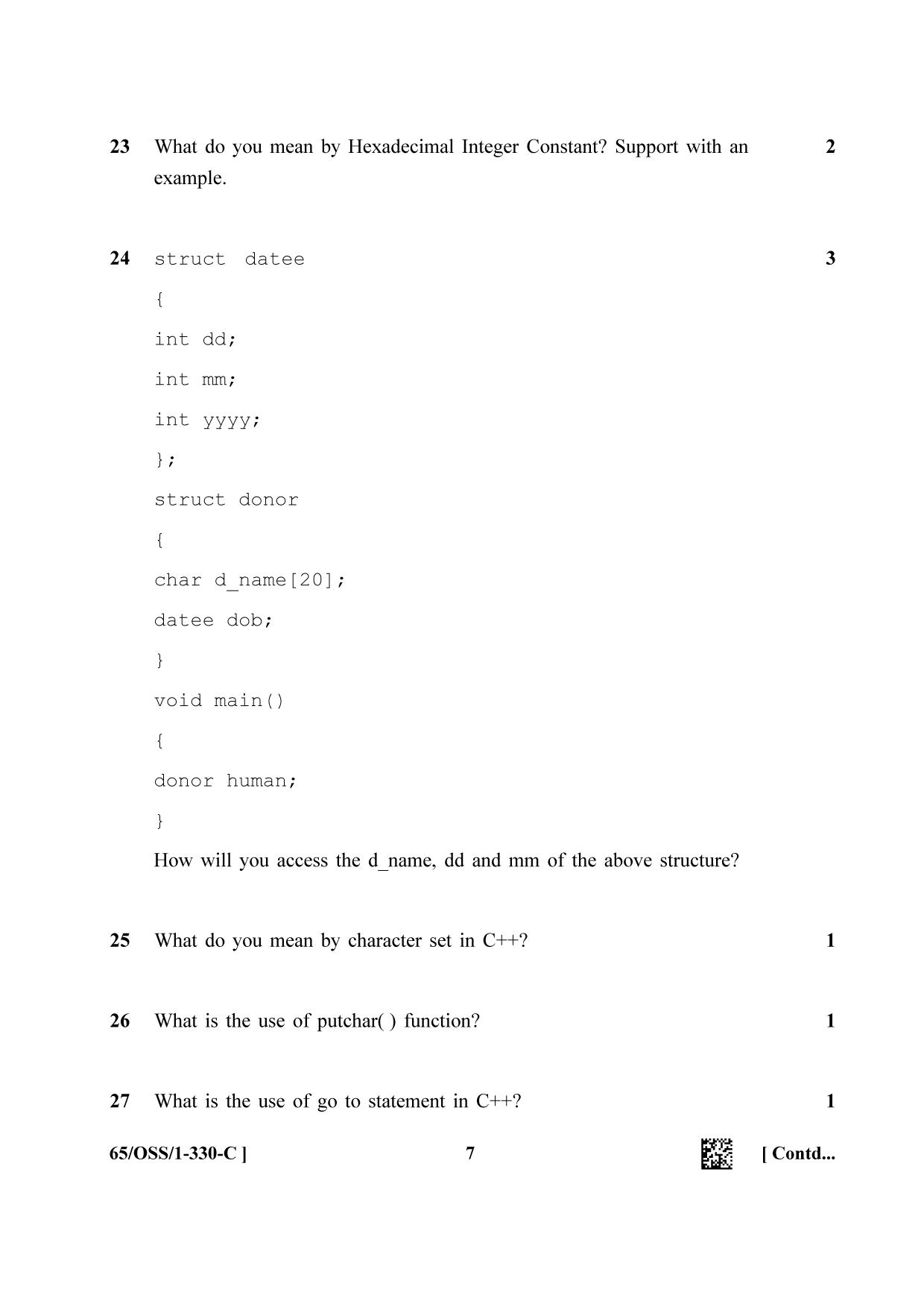 NIOS 2023 Class 12 Computer Science (OSS) Question Paper - Page 23