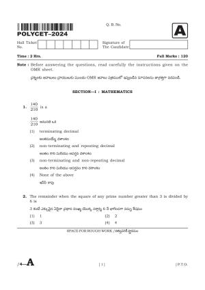 AP POLYCET 2024 Question Paper