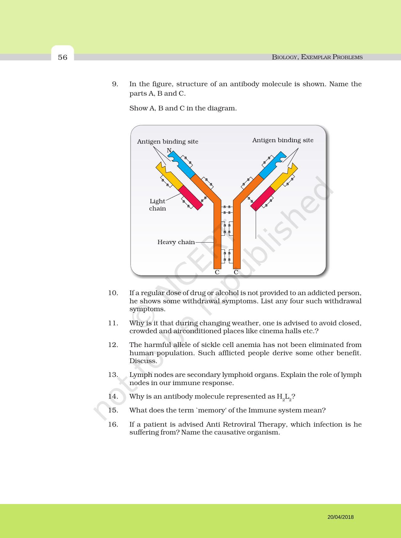 NCERT Exemplar Book for Class 12 Biology: Chapter 8 Human Health and Diseases - Page 6