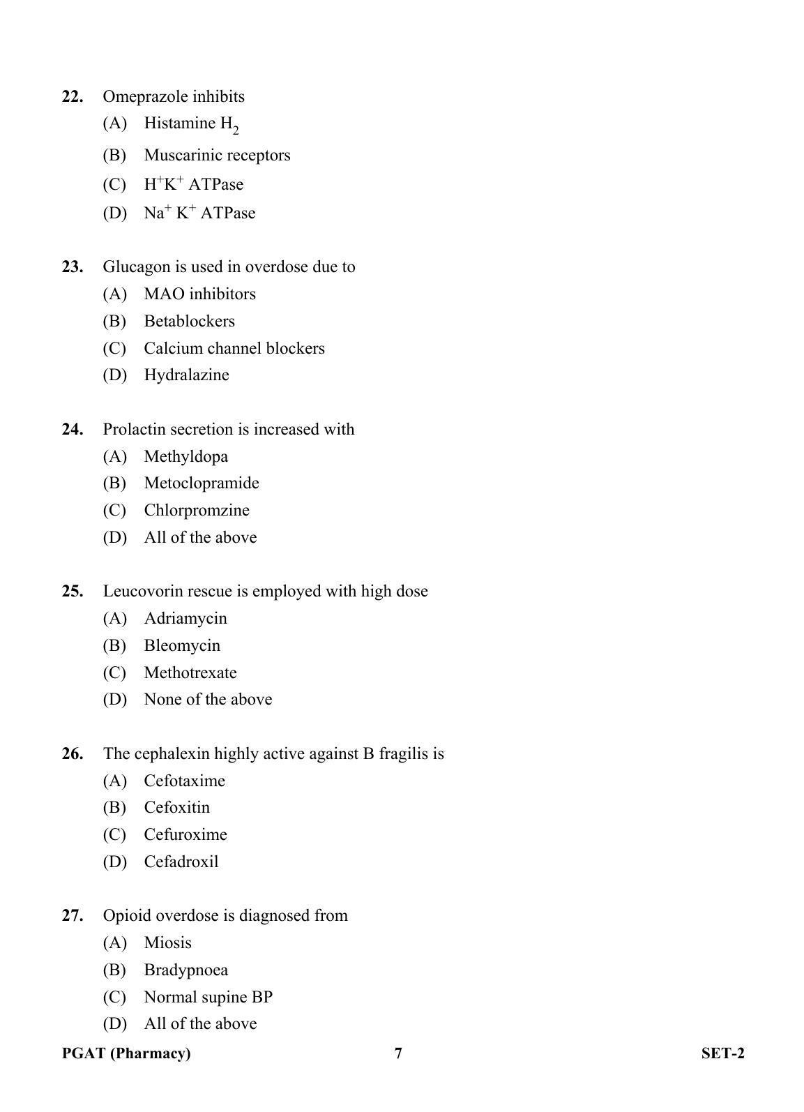 OJEE PGAT 2013 Pharmacy Set 2 Question Paper - Page 6