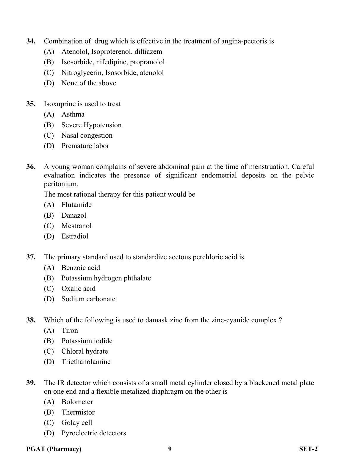 OJEE PGAT 2013 Pharmacy Set 2 Question Paper - Page 8