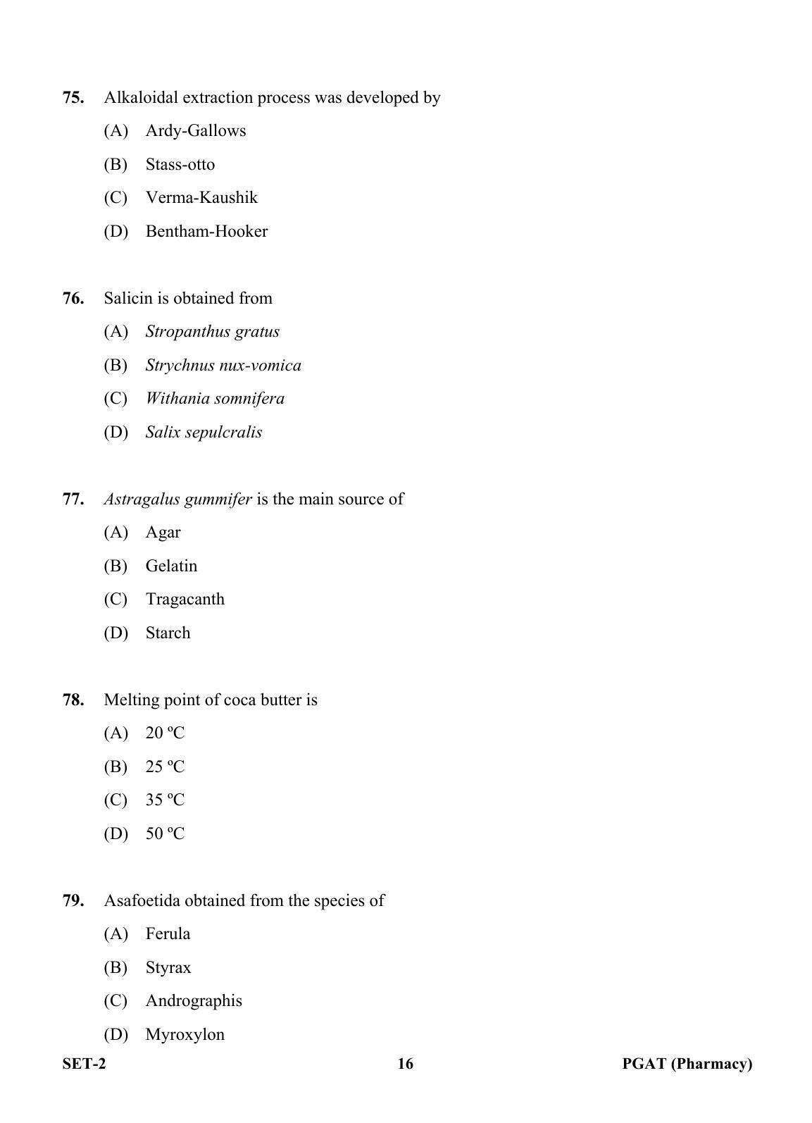 OJEE PGAT 2013 Pharmacy Set 2 Question Paper - Page 15