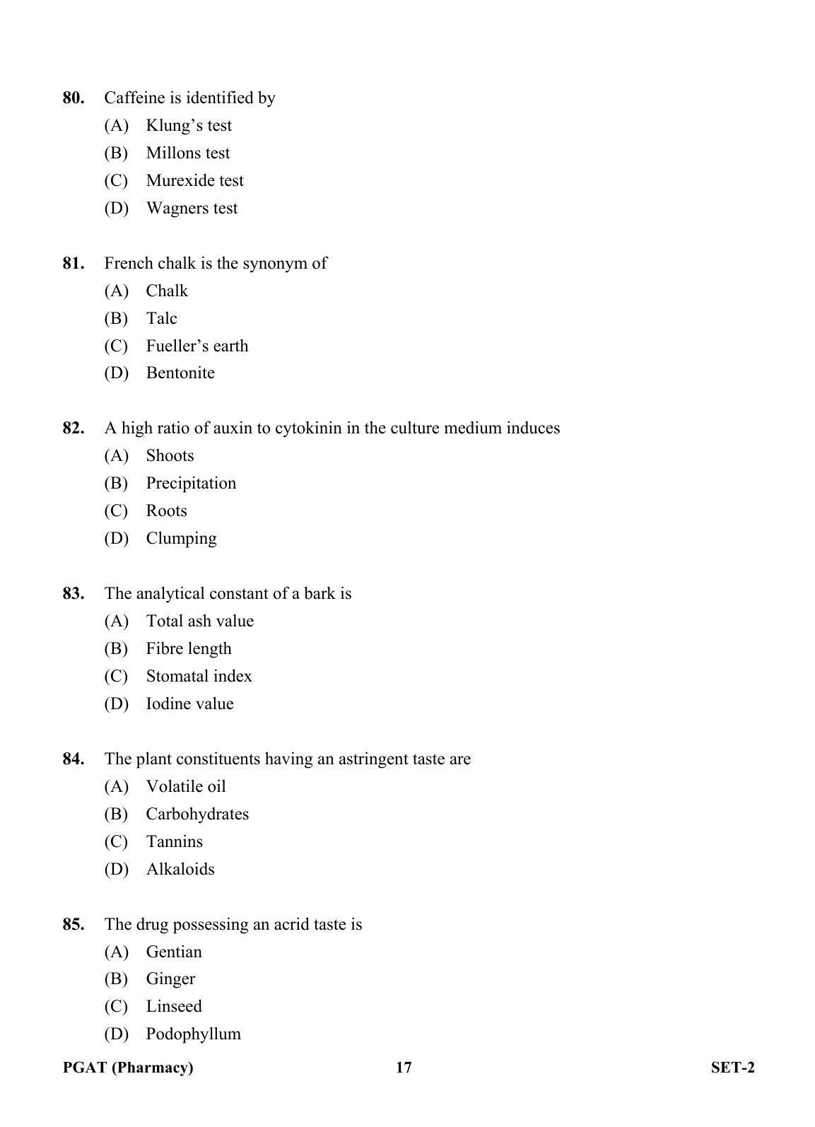 OJEE PGAT 2013 Pharmacy Set 2 Question Paper - Page 16