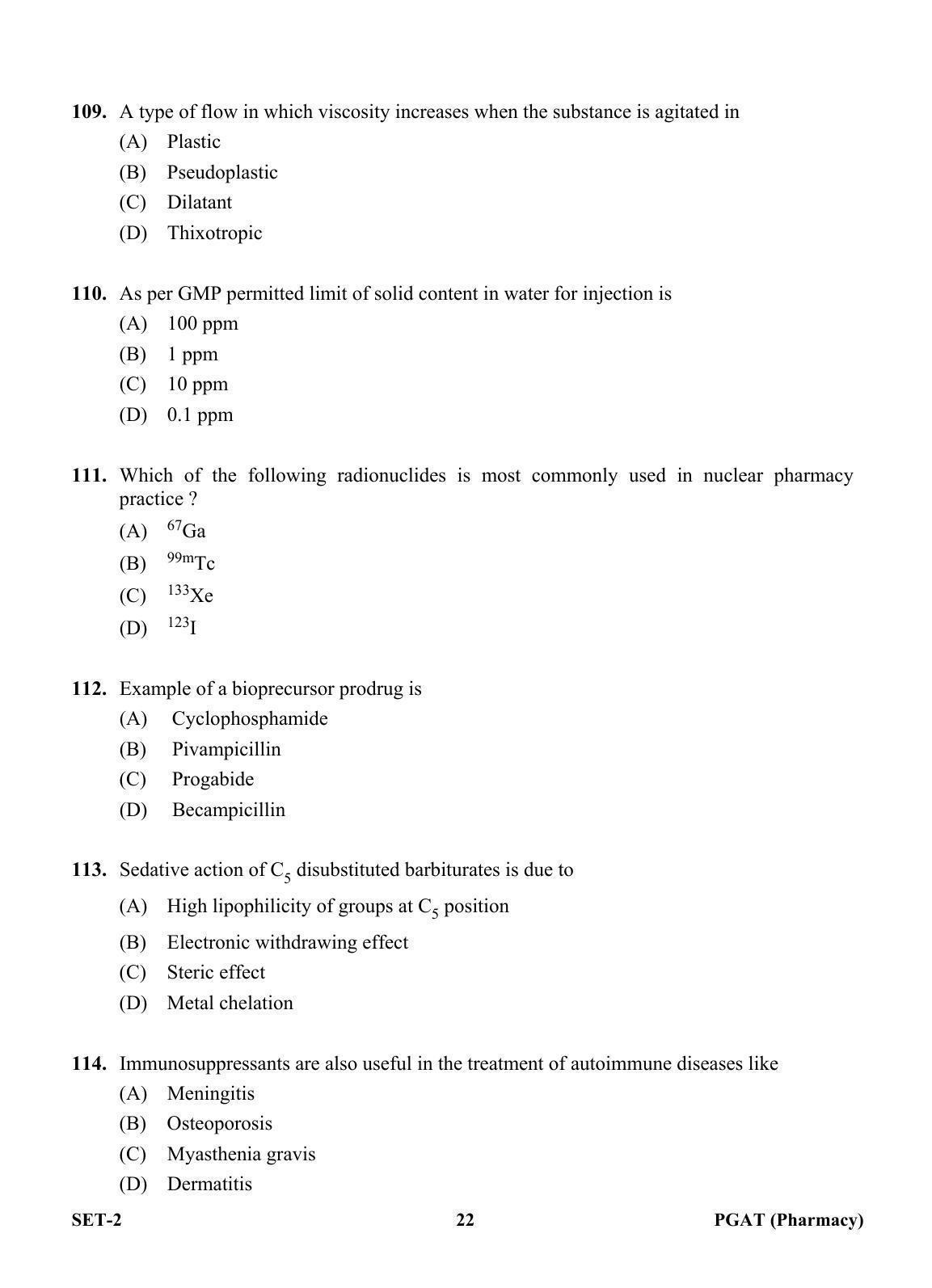 OJEE PGAT 2013 Pharmacy Set 2 Question Paper - Page 21