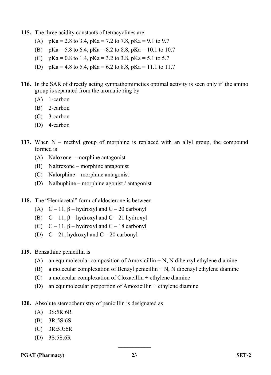 OJEE PGAT 2013 Pharmacy Set 2 Question Paper - Page 22