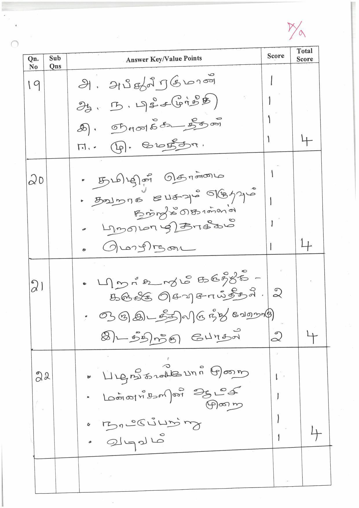 Kerala Plus One (Class 11th) Part-III Tamil-Optional Answer Key 2021 - Page 4