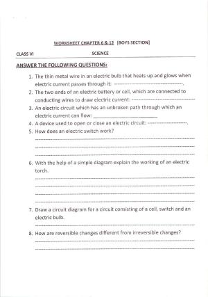 CBSE Worksheets for Class 6 Science Assignment 13