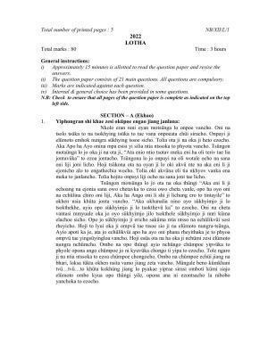 Nagaland Board Class 12 Lotha 2022 Question Paper