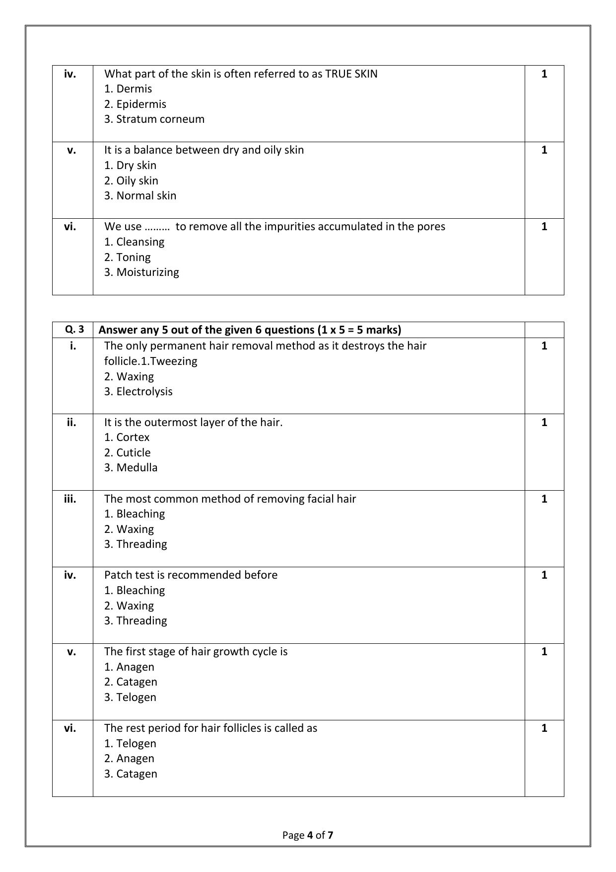 CBSE Class 10 (Skill Education) Beauty And Wellness 2024 Sample Paper - Page 4
