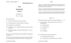 Meghalaya Board (MBOSE) Class 11 Bio-Zoology 2018 Question Paper
