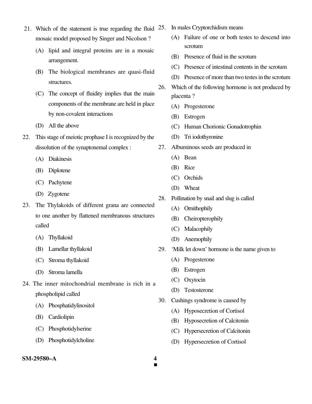 KUET 2023 M.Sc. Bioresources Question Paper - Page 4