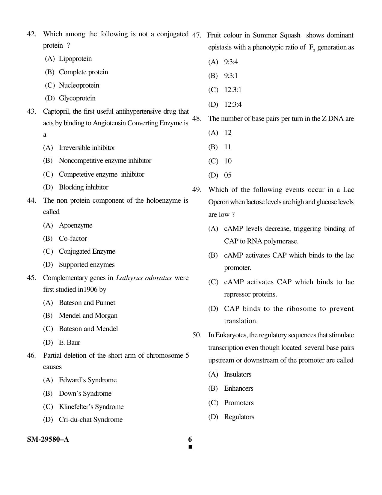 KUET 2023 M.Sc. Bioresources Question Paper - Page 6