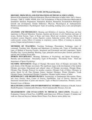 AP PGCET PHYSICAL EDUCATION Syllabus