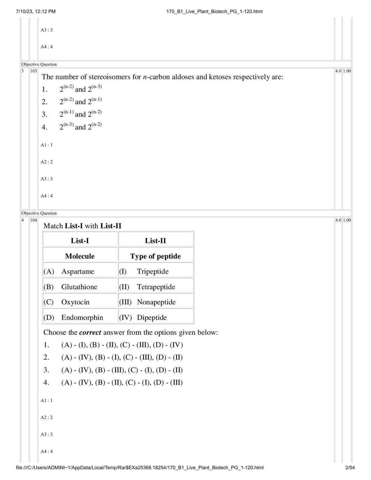ICAR AIEEA PG 2023 PLANT BIOTECHNOLOGY Question Paper - Page 2