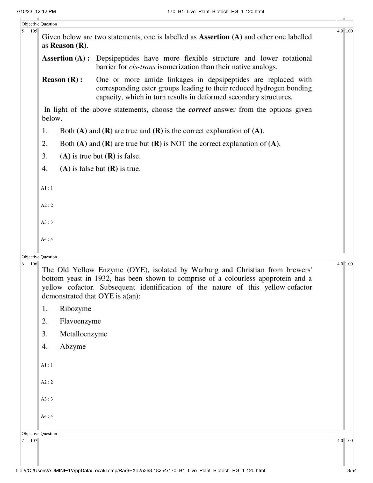 ICAR AIEEA PG 2023 PLANT BIOTECHNOLOGY Question Paper - Page 3