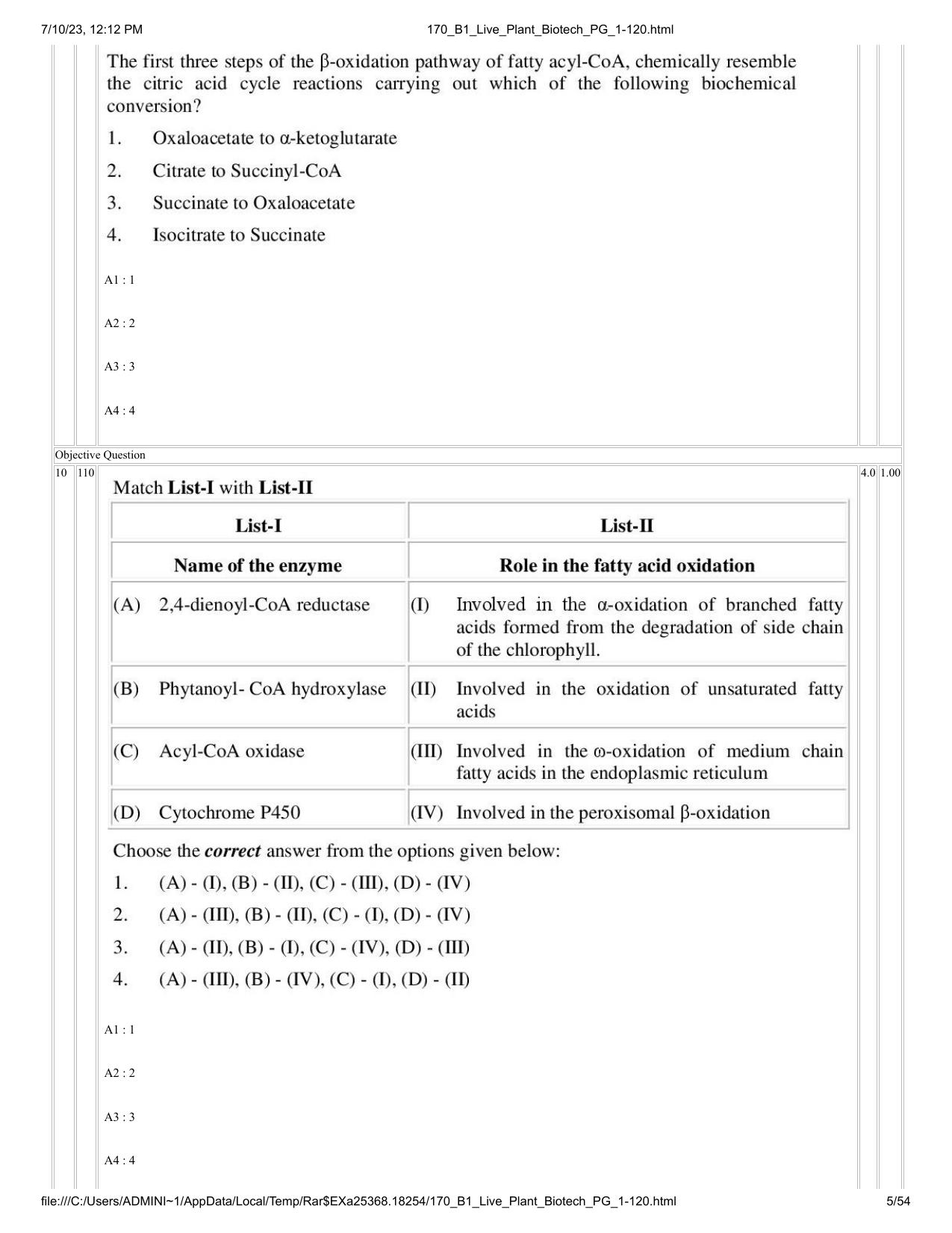 ICAR AIEEA PG 2023 PLANT BIOTECHNOLOGY Question Paper - Page 5