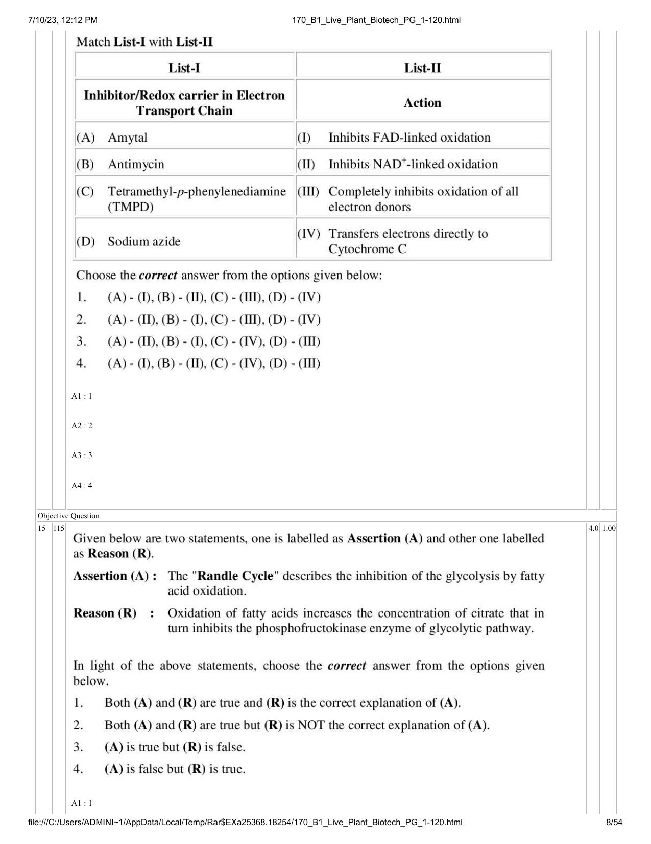 ICAR AIEEA PG 2023 PLANT BIOTECHNOLOGY Question Paper - Page 8