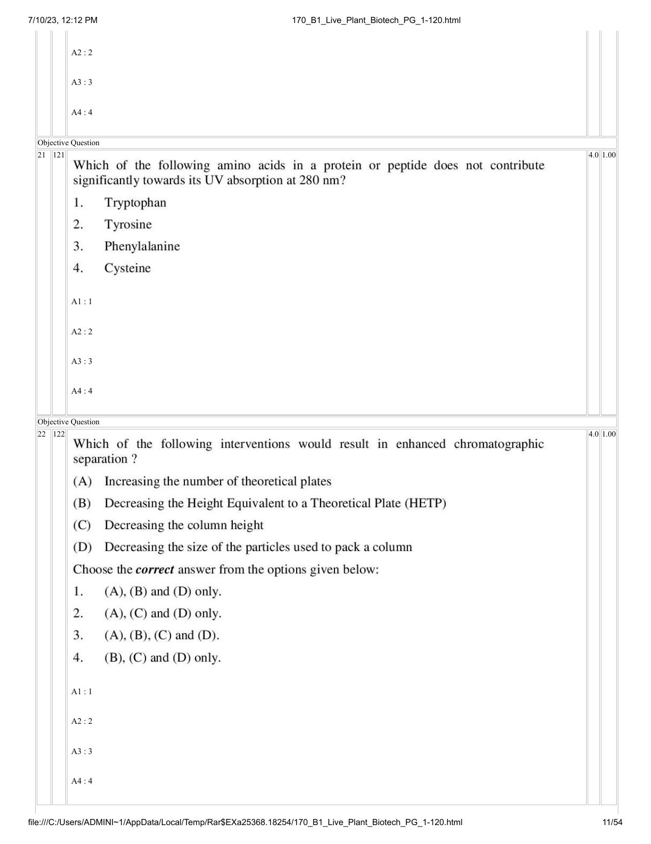 ICAR AIEEA PG 2023 PLANT BIOTECHNOLOGY Question Paper - Page 11