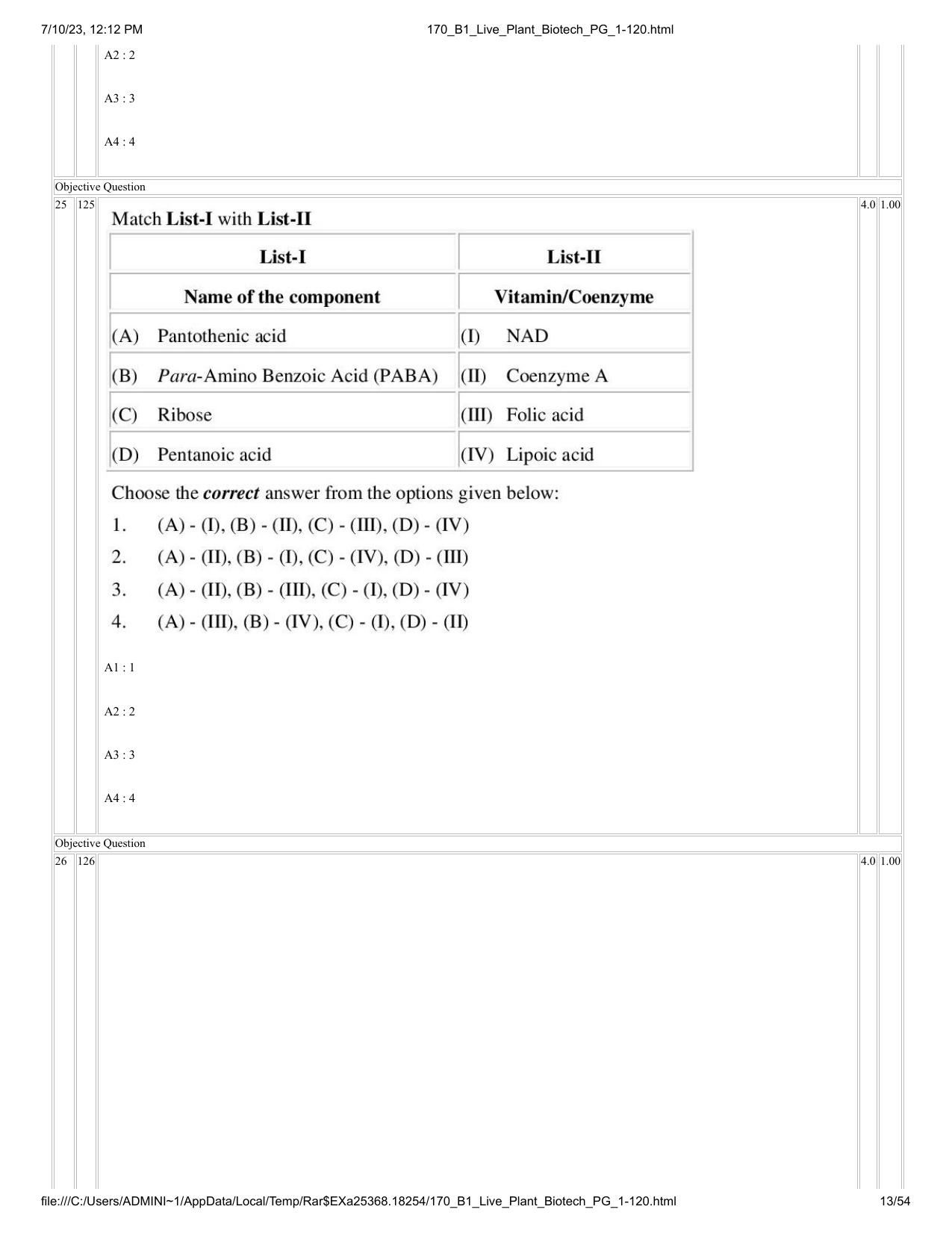ICAR AIEEA PG 2023 PLANT BIOTECHNOLOGY Question Paper - Page 13