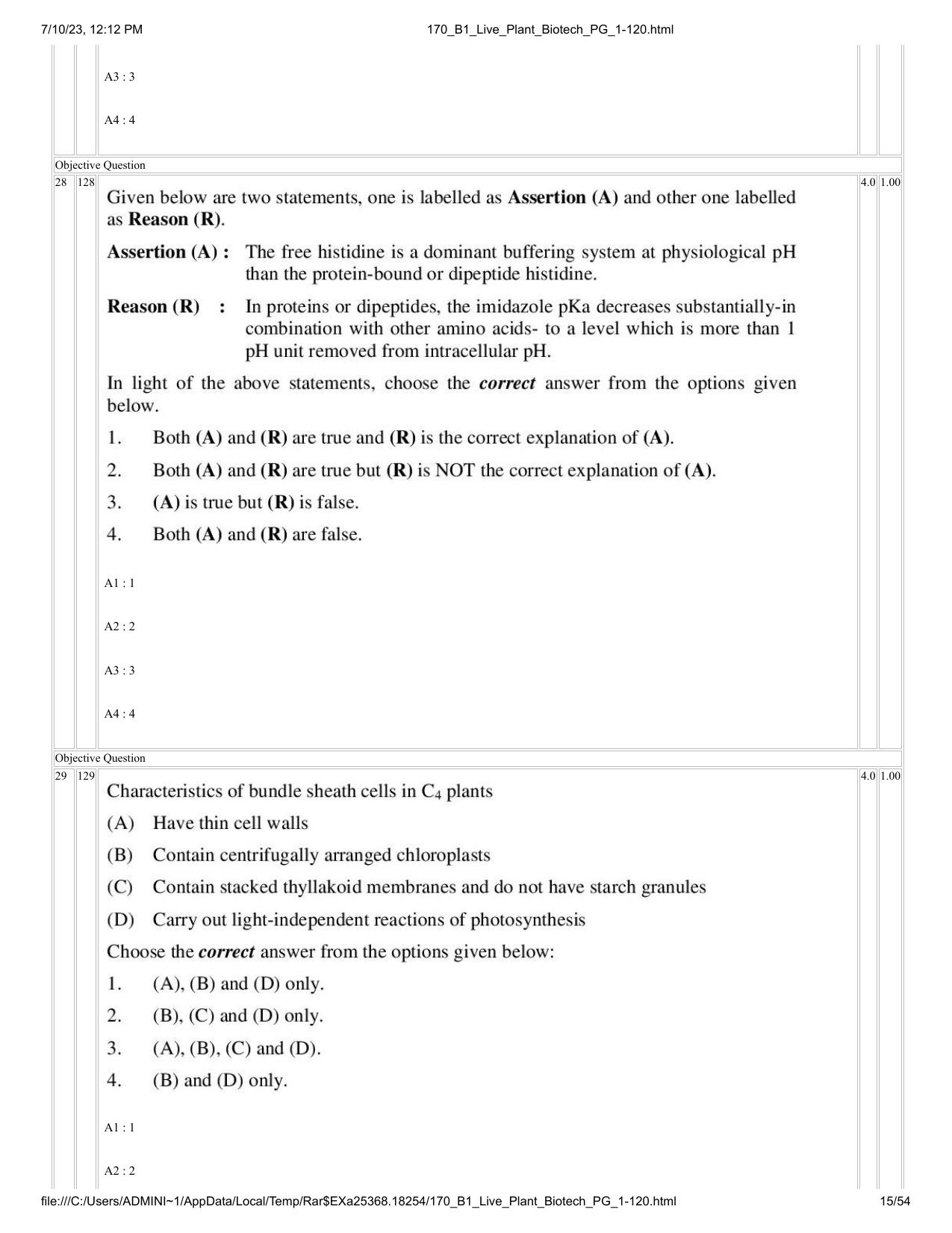 ICAR AIEEA PG 2023 PLANT BIOTECHNOLOGY Question Paper - Page 15